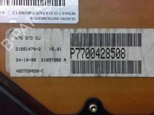 Instrument cluster RENAULT CLIO II (BB_, CB_)  | BP193665C47 