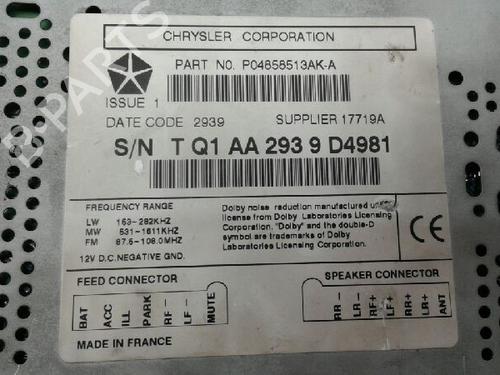 Radio JEEP GRAND CHEROKEE II (WJ, WG) 3.1 TD 4x4 | BP8878387E6 