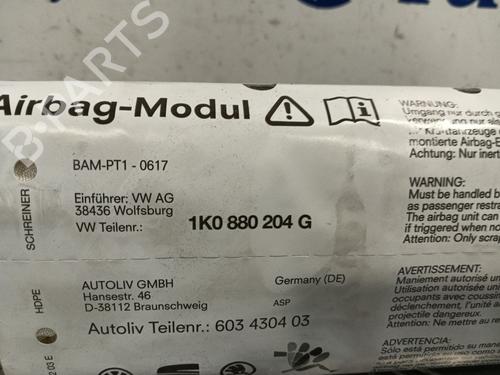Passenger airbag VW GOLF V (1K1) 2.0 TDI 16V | BP31183474C10