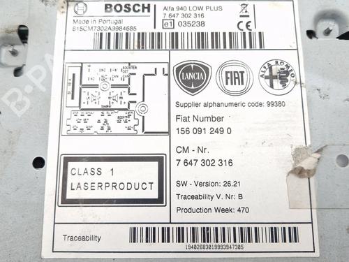 Radio ALFA ROMEO GIULIETTA (940_) 1.4 TB (940FXA1A, 940FXT1A) | BP30346814E6 