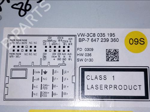 Radio VW PASSAT CC B6 (357) 1.8 TSI | BP38008457E6 - Image 6
