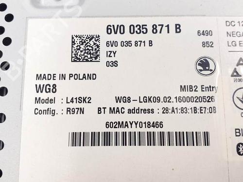 Radio SKODA FABIA III (NJ3) 1.4 TDI | BP25139468E6 