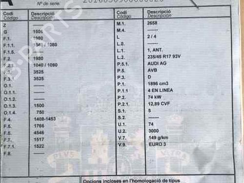 Engine AUDI A4 B6 Avant (8E5) 1.9 TDI | BP8209958M1 
