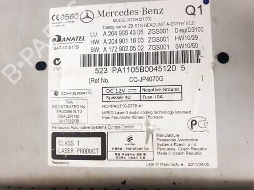Radio MERCEDES-BENZ C-CLASS (W204) C 250 CDI (204.003) | BP15356379E6 
