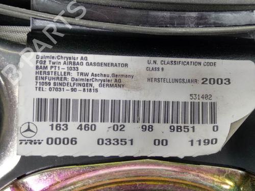 Driver airbag MERCEDES-BENZ M-CLASS (W163) ML 270 CDI (163.113) | BP8183816C9 