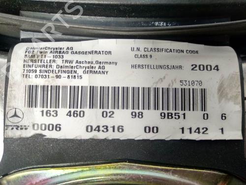 Driver airbag MERCEDES-BENZ M-CLASS (W163) ML 270 CDI (163.113) | BP6858059C9 