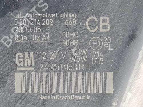 Right headlight OPEL ZAFIRA / ZAFIRA FAMILY B (A05) 1.9 CDTI (M75) | BP24339616C29 