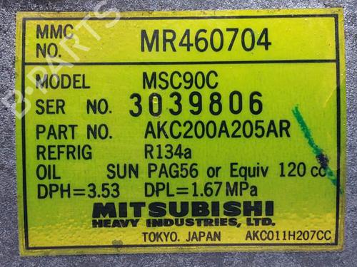 AC compressor MITSUBISHI OUTLANDER I (CU_W)  | BP25453370M34 