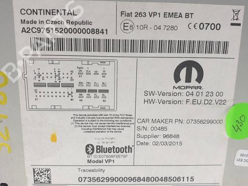 Radio FIAT DOBLO Cargo (263_) 1.3 D Multijet | BP37668836E6 - Image 4