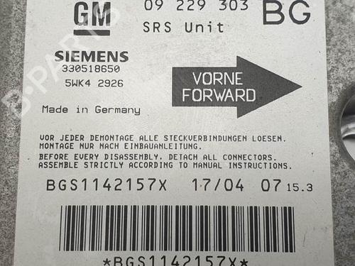 Kollisjonspute styreenhet OPEL ZAFIRA A MPV (T98) 2.0 DTI 16V (F75) | BP25140860M53 