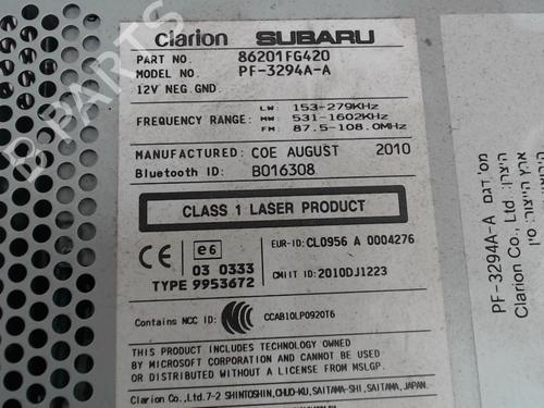 Used Radio Radio SUBARU IMPREZA Hatchback (GR, GH, G3) 2.0 D AWD (150 hp) 36743801 36743801