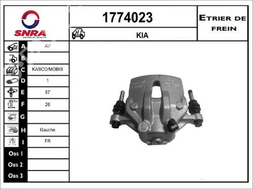 Pinça travão frente esquerda Pinça travão frente esquerda KIA CEE'D Hatchback (ED) 1.6 CRDi 90 (90 hp) 36574791 36574791