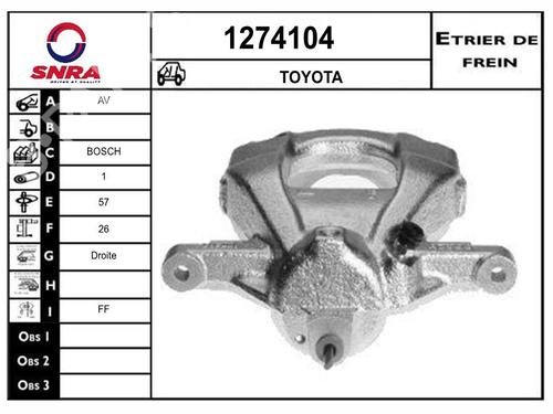 Used Right front brake caliper Right front brake caliper TOYOTA AURIS (_E15_) 2.0 D-4D (ADE150_, ADE150R) (126 hp) 33851283 33851283
