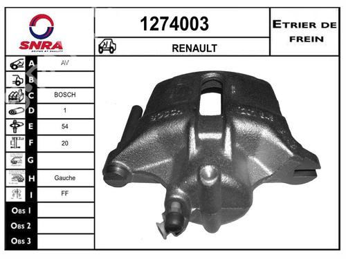 Used Left front brake caliper Left front brake caliper RENAULT KANGOO (KC0/1_) 1.9 dTi (KC0U) (80 hp) 33598442 33598442