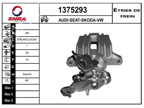 Used Left rear brake caliper Left rear brake caliper VW GOLF V (1K1) 1.9 TDI (105 hp) 34285201 34285201