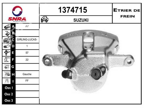 Used Left front brake caliper Left front brake caliper SUZUKI SX4 (EY, GY) 1.6 DDIS (RW416D) (90 hp) 36578634 36578634