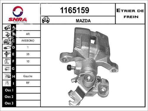 Used Left rear brake caliper Left rear brake caliper MAZDA 6 Hatchback (GH) [2007-2013] 35908614 35908614