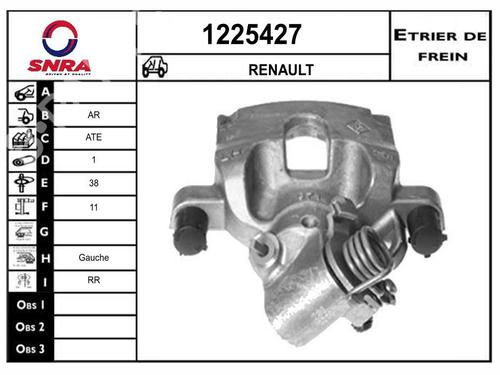 Used Left rear brake caliper Left rear brake caliper RENAULT LAGUNA III (BT0/1) 1.5 dCi (BT00, BT0A, BT0T, BT1J) (110 hp) 34569669 34569669