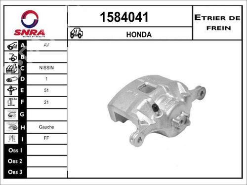 Used Left front brake caliper Left front brake caliper HONDA JAZZ II (GD_, GE3, GE2) [2001-2008] 36574145 36574145