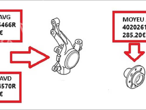 Used Right front steering knuckle Right front steering knuckle RENAULT TRAFIC III Van (FG_) 1.6 dCi 90 (FGME) (90 hp) 33587803 33587803