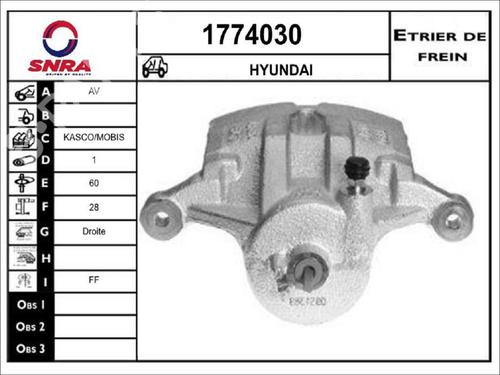 Used Right front brake caliper Right front brake caliper HYUNDAI ix35 (LM, EL, ELH) 1.7 CRDi (116 hp) 35907819 35907819