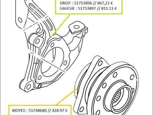 Used Left front steering knuckle Left front steering knuckle FIAT CROMA (194_) 1.9 D Multijet (194AXB1B) (120 hp) 35907095 35907095