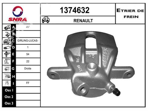 Used Right front brake caliper Right front brake caliper RENAULT CLIO III (BR0/1, CR0/1) 1.5 dCi (C/BR0G, C/BR1G) (68 hp) 33604117 33604117