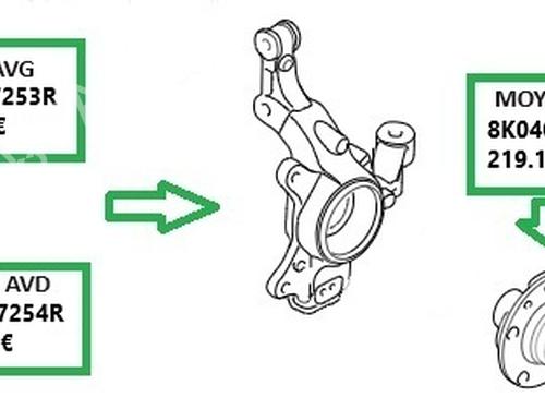 Used Left front steering knuckle Left front steering knuckle AUDI Q5 (8RB) 3.0 TDI quattro (240 hp) 33600306 33600306