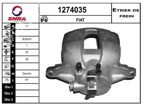 Used Left front brake caliper Left front brake caliper ALFA ROMEO MITO (955_) 1.3 MultiJet (955AXP1A, 955AYC1A) (95 hp) 33837317 33837317