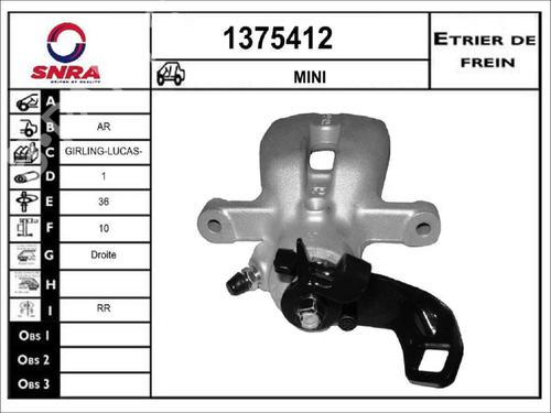 Used Right rear brake caliper Right rear brake caliper MINI MINI (R56) Cooper D (109 hp) 36575547 36575547