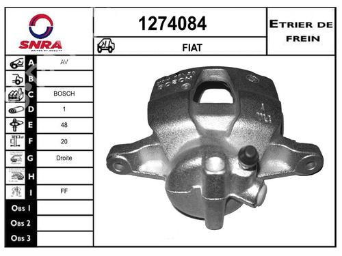 Used Right front brake caliper Right front brake caliper FIAT 500 (312_) 1.3 D Multijet (312AXB1A) (75 hp) 34722706 34722706