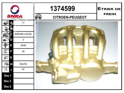 Used Left front brake caliper Left front brake caliper PEUGEOT 407 Coupe (6C_) 2.7 HDi (204 hp) 33603240 33603240