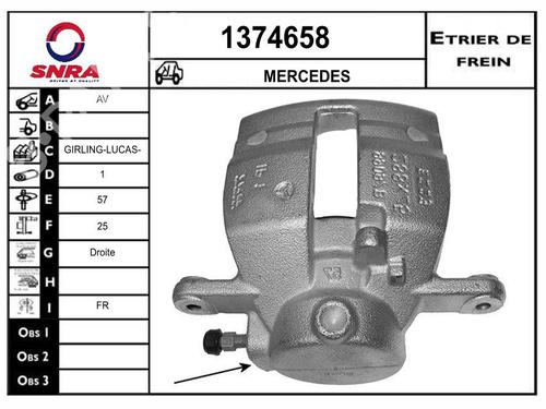 Used Right front brake caliper Right front brake caliper MERCEDES-BENZ B-CLASS Sports Tourer (W245) B 200 TURBO (245.234) (193 hp) 33890386 33890386