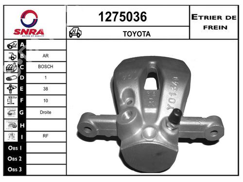 Used Right rear brake caliper Right rear brake caliper TOYOTA COROLLA Verso (ZER_, ZZE12_, R1_) 2.0 D-4D (CUR10_, CUR10R) (116 hp) 36521657 36521657