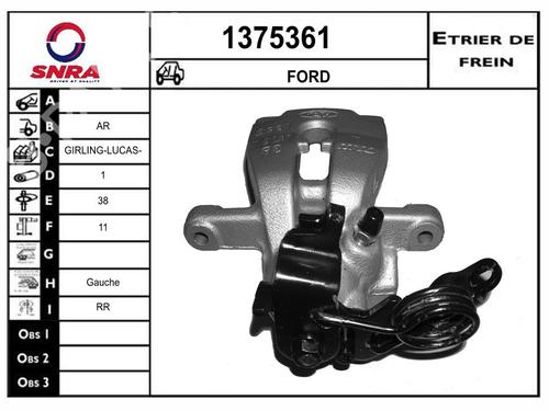 Used Left rear brake caliper Left rear brake caliper FORD MONDEO IV (BA7) [2007-2015] 33804899 33804899