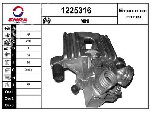 Used Right rear brake caliper Right rear brake caliper MINI MINI (R50, R53) Cooper (116 hp) 34257835 34257835
