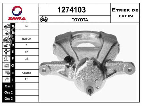 Used Left front brake caliper Left front brake caliper TOYOTA AURIS (_E15_) 2.0 D-4D (ADE150_, ADE150R) (126 hp) 33851284 33851284