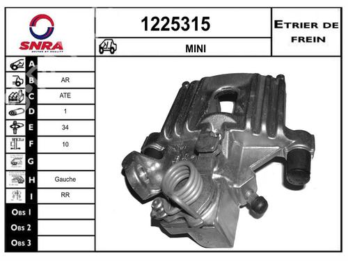 Used Left rear brake caliper Left rear brake caliper MINI MINI (R50, R53) Cooper (116 hp) 34569324 34569324