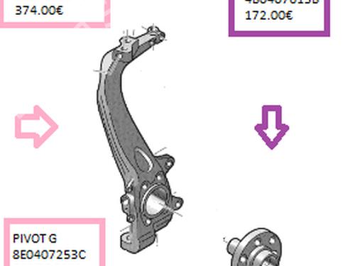 Used Left front steering knuckle Left front steering knuckle AUDI A4 B6 (8E2) 2.0 (130 hp) 36248044 36248044