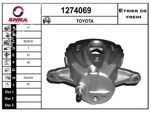 Used Left front brake caliper Left front brake caliper TOYOTA COROLLA Verso (ZER_, ZZE12_, R1_) 2.0 D-4D (CUR10_, CUR10R) (116 hp) 36521640 36521640
