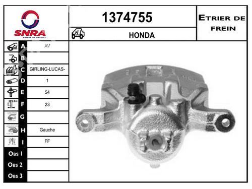 Used Left front brake caliper Left front brake caliper HONDA CIVIC VIII Hatchback (FN, FK) 2.2 CTDi (FK3) (140 hp) 35912591 35912591