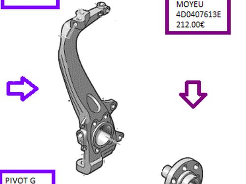 Used Right front steering knuckle Right front steering knuckle AUDI A6 C5 (4B2, 4B4) 2.5 TDI (163 hp) 33599991 33599991