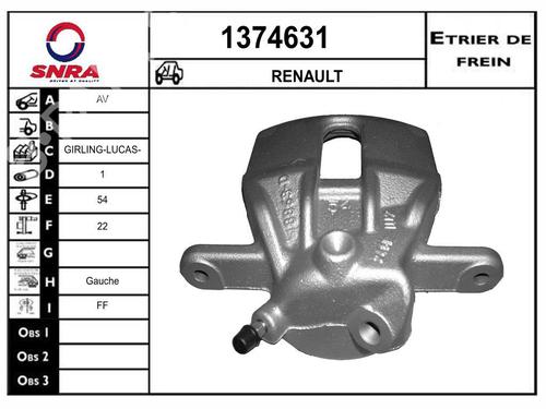 Used Left front brake caliper Left front brake caliper RENAULT CLIO III (BR0/1, CR0/1) 1.5 dCi (C/BR0G, C/BR1G) (68 hp) 33604118 33604118