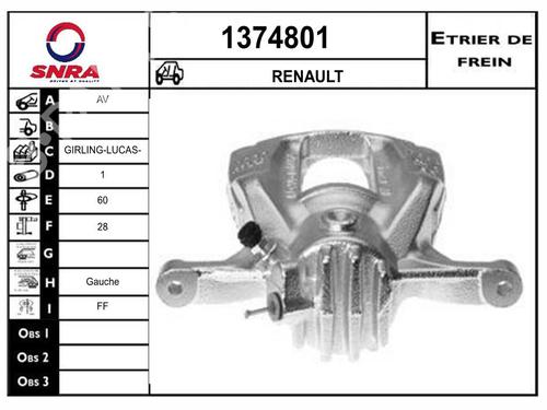Used Left front brake caliper Left front brake caliper OPEL VIVARO B Van (X82) 1.6 CDTI (05) (116 hp) 35913961 35913961