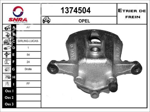 Used Right front brake caliper Right front brake caliper OPEL TIGRA TwinTop (X04) 1.8 (R97) (125 hp) 36574275 36574275