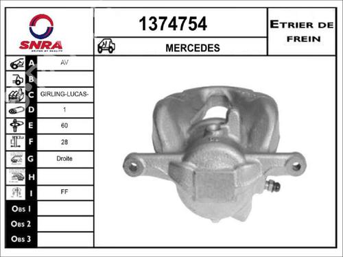 Used Right front brake caliper Right front brake caliper MERCEDES-BENZ A-CLASS (W176) A 180 CDI / d (176.012) (109 hp) 33581455 33581455