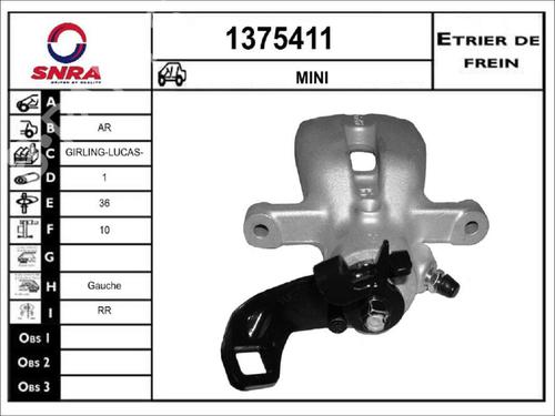 Used Left rear brake caliper Left rear brake caliper MINI MINI CLUBMAN (R55) Cooper D (109 hp) 35909254 35909254