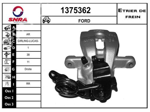 Used Right rear brake caliper Right rear brake caliper FORD MONDEO IV (BA7) [2007-2015] 33804898 33804898