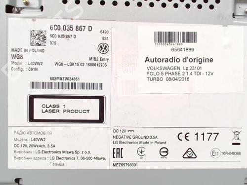 Autoradio Autoradio VW POLO V (6R1, 6C1) 1.4 TDI (90 hp) 34289746 34289746