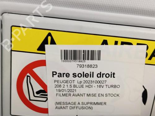 Højre solskærm Højre solskærm PEUGEOT 208 I (CA_, CC_) [2012-2021] 34298023 34298023
